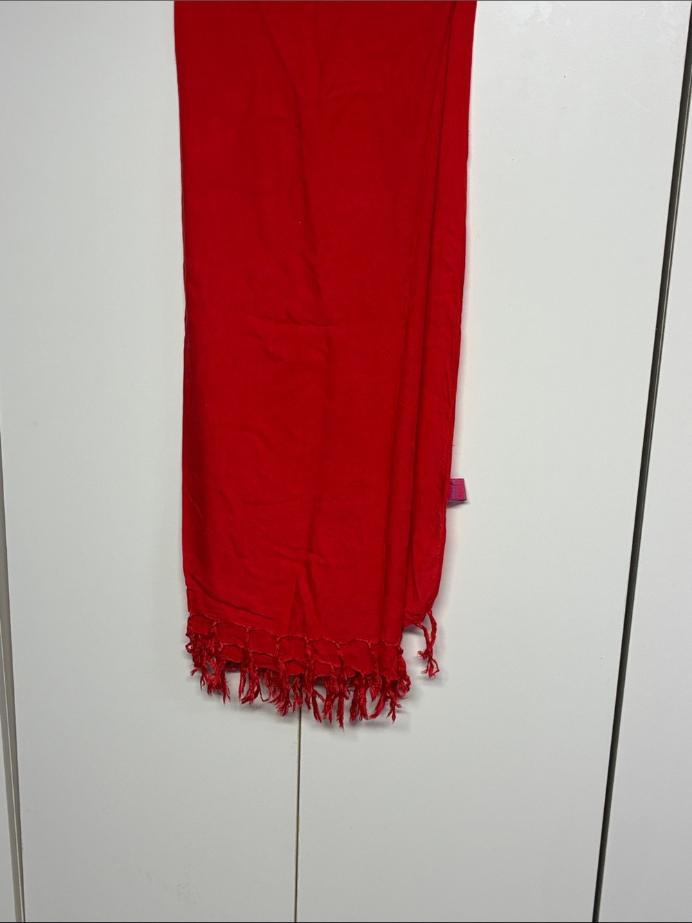 Bright Red Fringe Sarong Wrap Beach Cover-Up Resort Scarf